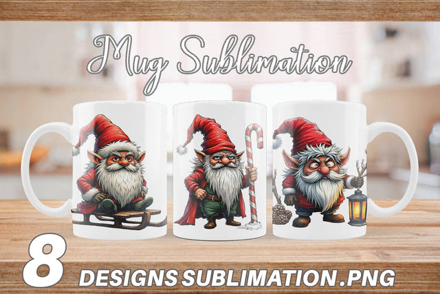 Mug Wrap Grumpy Gnome Christmas Sublimation artnoy 