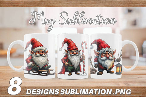 Mug Wrap Grumpy Gnome Christmas Sublimation artnoy 
