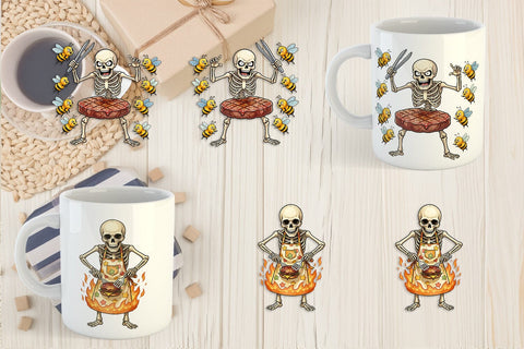 Mug Wrap Grumpy Grill Dad Bone Watercolor Sublimation artnoy 
