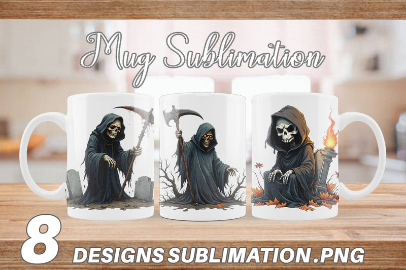 Mug Wrap Grumpy Grim Reaper Sublimation artnoy 