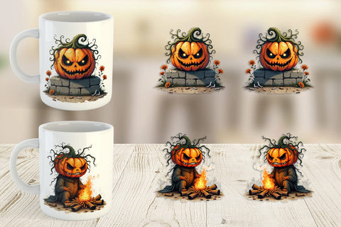 Mug Wrap Grumpy Jack o Lantern Sublimation artnoy 