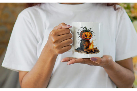 Mug Wrap Grumpy Jack o Lantern Sublimation artnoy 
