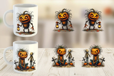 Mug Wrap Grumpy Jack o Lantern Sublimation artnoy 