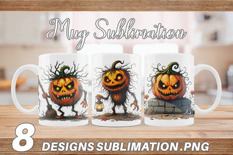 Mug Wrap Grumpy Jack o Lantern Sublimation artnoy 