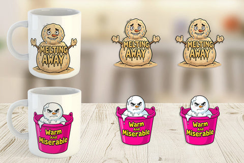 Mug Wrap Grumpy Melting Snowman Sarcastic Quotes Sublimation artnoy 