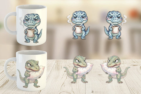 Mug Wrap Grumpy Monday Dino Sublimation artnoy 