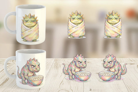 Mug Wrap Grumpy Monday Dino Sublimation artnoy 