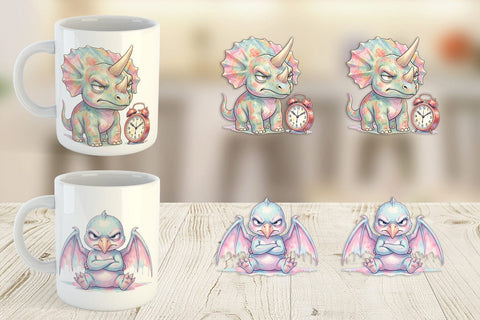 Mug Wrap Grumpy Monday Dino Sublimation artnoy 
