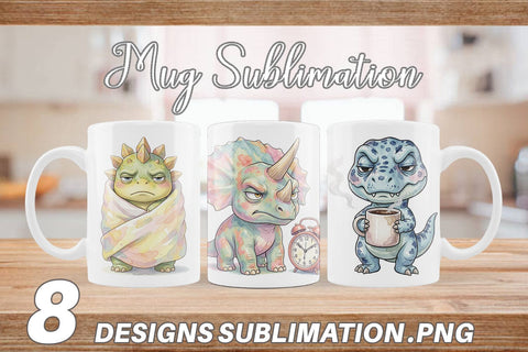 Mug Wrap Grumpy Monday Dino Sublimation artnoy 