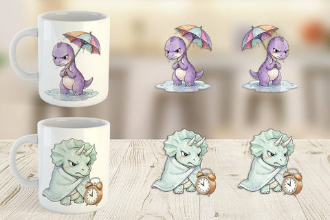Mug Wrap Grumpy Morning Dinosaur Coffee Sublimation artnoy 