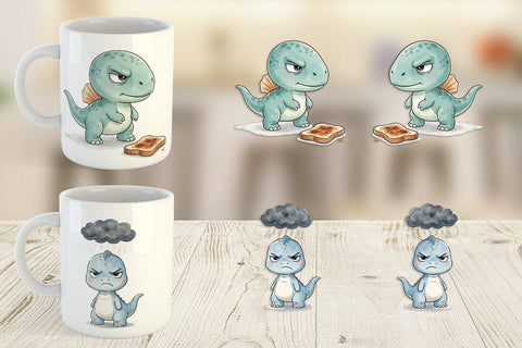 Mug Wrap Grumpy Morning Dinosaur Coffee Sublimation artnoy 
