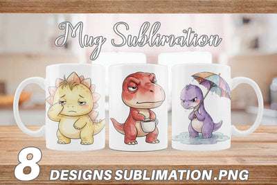 Mug Wrap Grumpy Morning Dinosaur Coffee Sublimation artnoy 