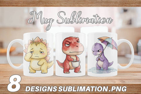 Mug Wrap Grumpy Morning Dinosaur Coffee Sublimation artnoy 