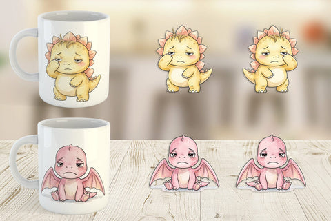 Mug Wrap Grumpy Morning Dinosaur Coffee Sublimation artnoy 