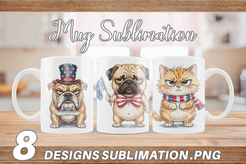 Mug Wrap Grumpy Patriotic Pets Ink Sublimation artnoy 