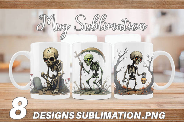 Mug Wrap Grumpy Skeleton Sublimation artnoy 