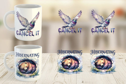 Mug Wrap Grumpy Sleepy Affirmations Sublimation artnoy 