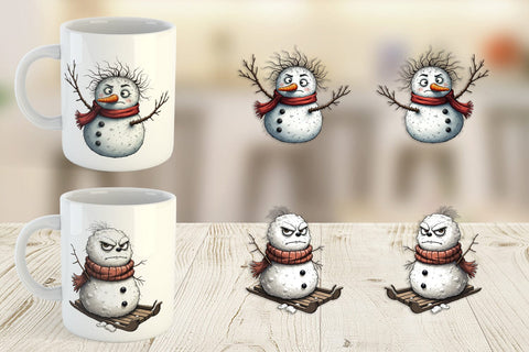 Mug Wrap Grumpy Snowman Sublimation artnoy 