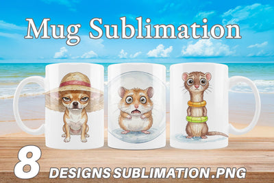 Mug Wrap Grumpy Summer Pet Watercolor Sublimation artnoy 