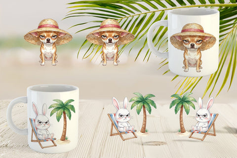 Mug Wrap Grumpy Summer Pet Watercolor Sublimation artnoy 