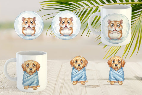 Mug Wrap Grumpy Summer Pet Watercolor Sublimation artnoy 