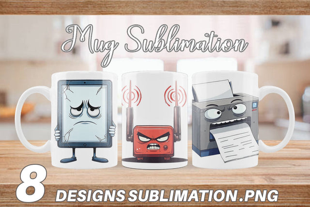 Mug Wrap Grumpy Tech Gadgets Sublimation artnoy 