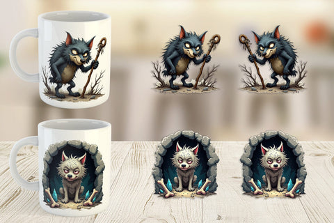 Mug Wrap Grumpy Werewolf Sublimation artnoy 