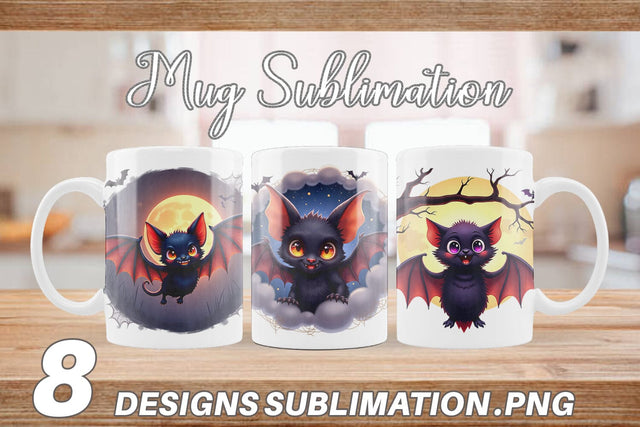 Mug Wrap Halloween Bat Flutter Sublimation artnoy 