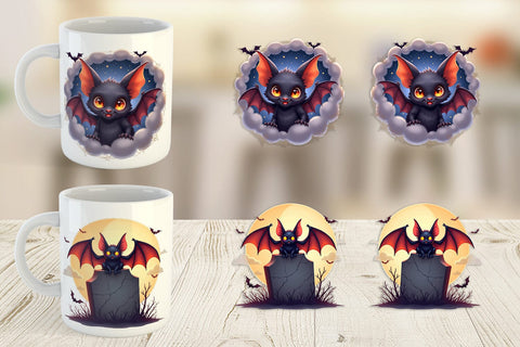 Mug Wrap Halloween Bat Flutter Sublimation artnoy 