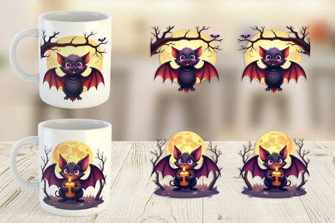 Mug Wrap Halloween Bat Flutter Sublimation artnoy 