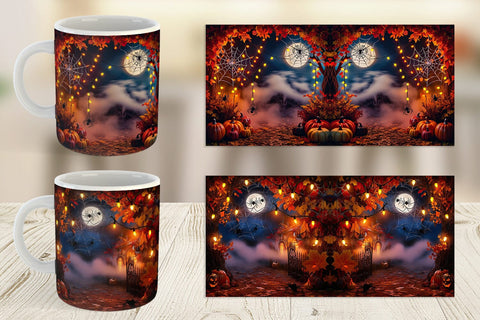 Mug Wrap Halloween Bokeh Scene Sublimation artnoy 