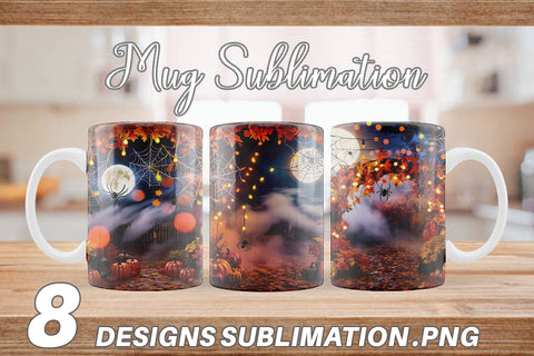 Mug Wrap Halloween Bokeh Scene Sublimation artnoy 
