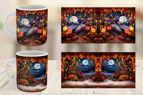 Mug Wrap Halloween Bokeh Scene Sublimation artnoy 