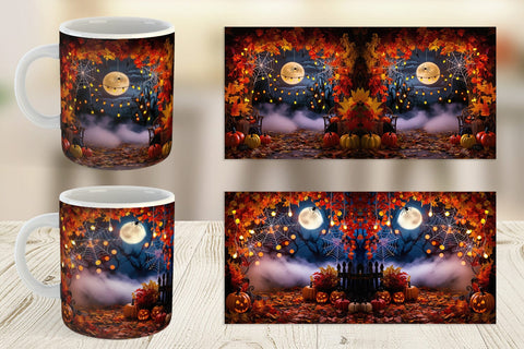 Mug Wrap Halloween Bokeh Scene Sublimation artnoy 