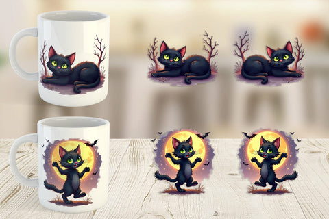 Mug Wrap Halloween Cat Glow Sublimation artnoy 