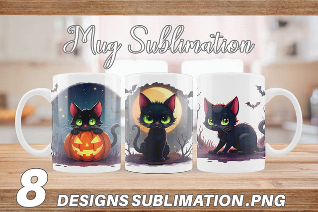 Mug Wrap Halloween Cat Glow Sublimation artnoy 