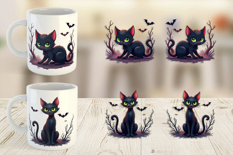 Mug Wrap Halloween Cat Glow Sublimation artnoy 