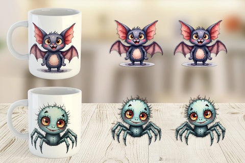 Mug Wrap Halloween Characters Watercolor Sublimation artnoy 