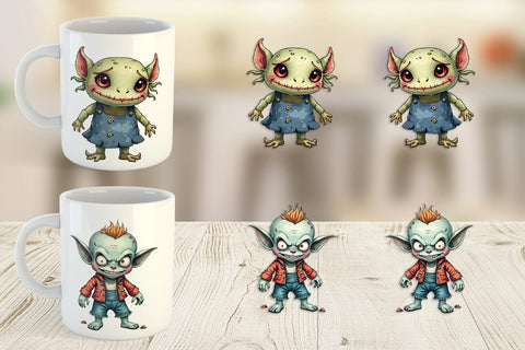 Mug Wrap Halloween Characters Watercolor Sublimation artnoy 