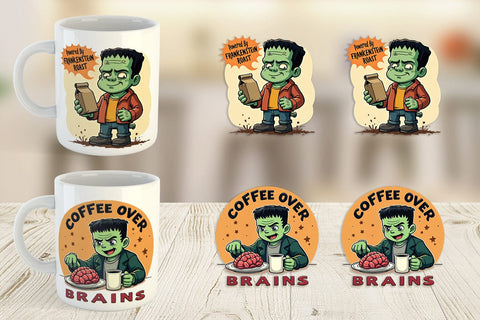 Mug Wrap Halloween Frankenstein Coffee Sublimation artnoy 