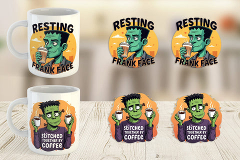 Mug Wrap Halloween Frankenstein Coffee Sublimation artnoy 