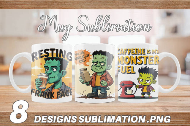 Mug Wrap Halloween Frankenstein Coffee Sublimation artnoy 