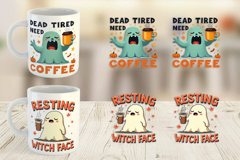 Mug Wrap Halloween Ghost Coffee Sublimation artnoy 