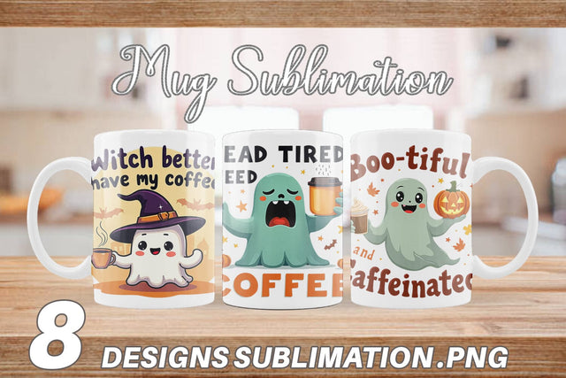 Mug Wrap Halloween Ghost Coffee Sublimation artnoy 