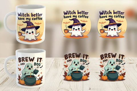 Mug Wrap Halloween Ghost Coffee Sublimation artnoy 