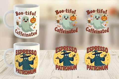 Mug Wrap Halloween Ghost Coffee Sublimation artnoy 
