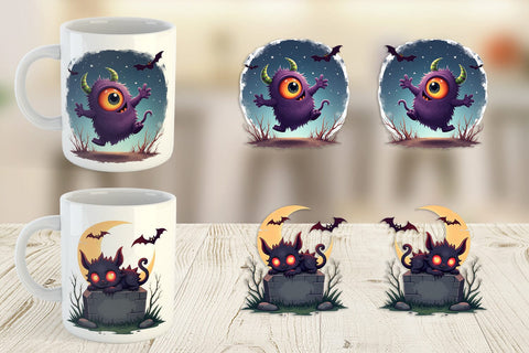 Mug Wrap Halloween Monster Creep Sublimation artnoy 
