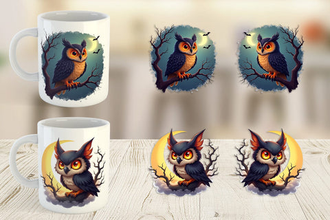 Mug Wrap Halloween Owl Whispers Sublimation artnoy 