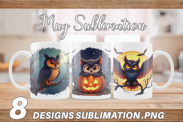 Mug Wrap Halloween Owl Whispers Sublimation artnoy 