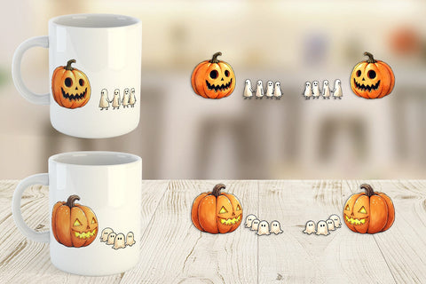 Mug Wrap Halloween Pumpkin Ghosts Sublimation artnoy 